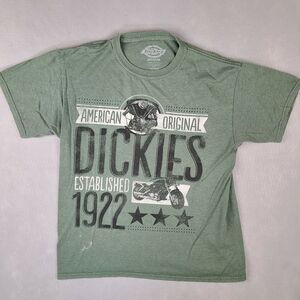 Dickies Men's T-Shirt Medium Green American Original Established 1922 Motorcycle